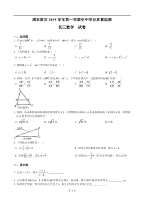 2020届浦东新区中考数学一模