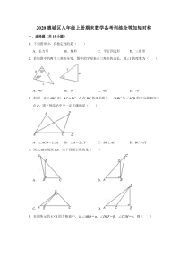 学生版版全等加轴对称2020惠城区八年级上册期末数学备考训练