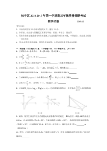 上海市长宁区2019年高三第一学期期末一模学科质量检测数学试题及答案word版