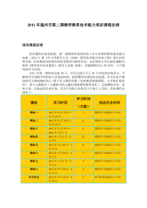 温州XXXX年第二期初级培训课程内容、学习时间安排、评价标准