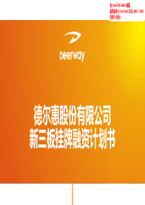 德尔惠新三板融资商业计划书（PDF33页）