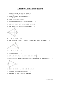 人教版数学八年级上册期末考试试题含答案解析