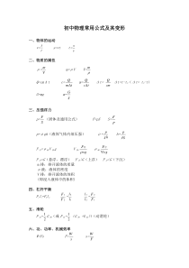 初中物理常用公式及变形式