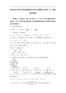 江苏省盐城市东台市六校联考2017届九年级下期中数学试卷解析版