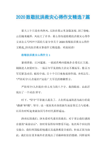 2020致敬抗洪救灾心得作文精选7篇