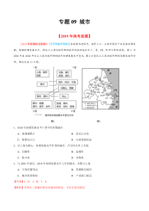 专题09城市2019年高考题和高考模拟题地理分项版汇编解析版