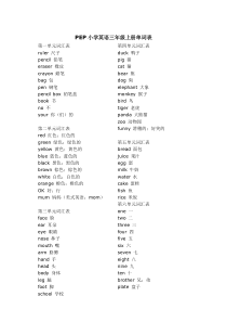 新版PEP小学英语三年级上册单词表