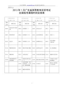 自学考试全国统考课程时间安排表