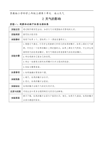 苏教版科学二年级上册2天气的影响实验单