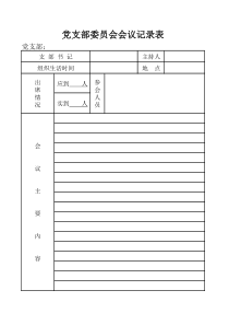 党支部委员会会议记录表