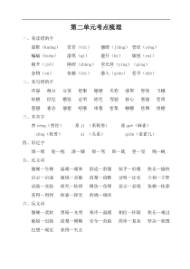 统编版部编版语文四年级上册单元考点梳理检测第二单元考点梳理