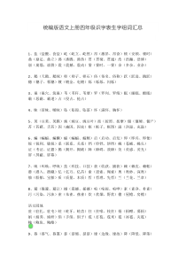 统编版语文上册四年级识字表生字组词汇总