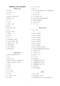 最新版人教新目标英语七年级上册单词默写(汉译英)