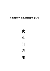 矿产能源商业计划书doc-陕西西部矿产能源发展股份有限公