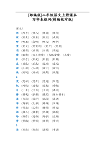 部编版二年级语文上册课本写字表组词精编校对版