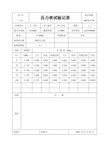 压力表试验报告