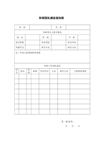 科研团队建设规划表