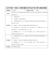 20192020年高考一轮课程化学全国通用版物质的量在化学反应中的计算与溶液的配制教案