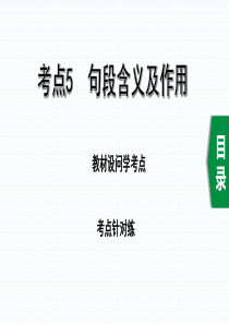 2020年中考语文一轮复习记叙文阅读考点5句段含义及作用