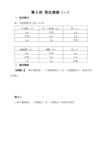 四年级奥数40讲第9讲变化规律一
