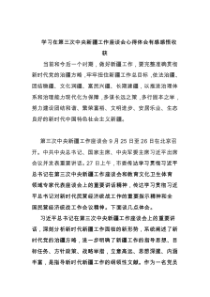 学习在第三次中央新疆工作座谈会心得体会有感感悟收获