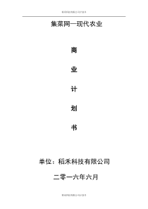 集菜网--餐馆蔬菜食材配送平台商业计划书（PDF22页）