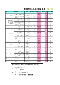 全日供应热水耗热量计算表