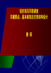 (唐琪)信托项目尽职调查关键要点-基本框架及交易结构