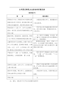 公司民主生活会征求意见表