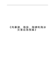 《风暴潮、海浪、海啸和海冰灾害应急预案》