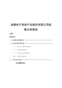 浪潮电子信息产业股份有限公司战略分析报告