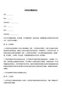 共同合作融资协议