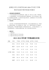 完整word版-初中期末考试质量分析报告