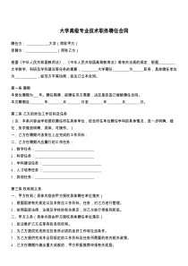 大学高级专业技术职务聘任合同