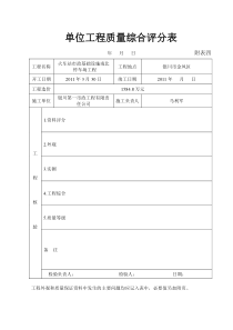 单位工程质量综合评分表