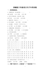 小学六年级语文句子专项训练(含答案)