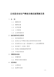 公安县安全生产事故灾难应急预案目录