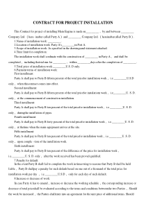 CONTRACT FOR PROJECT INSTALLATION