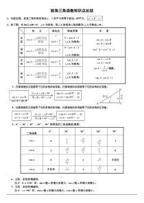 初中三角函数知识点总结(中考复习)