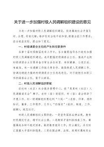 关于进一步加强村级人民调解组织建设的意见