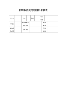 新教师见习期情况考核表