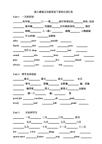 完整word版-新人教版PEP五年级英语下册单词默写