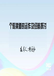 个险营销渠道基本运营与经营探讨--傅信弘