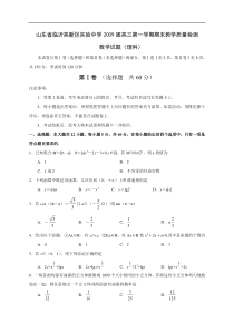 山东省临沂高新区实验中学2009届高三第一学期期末教学质量检测理科数学