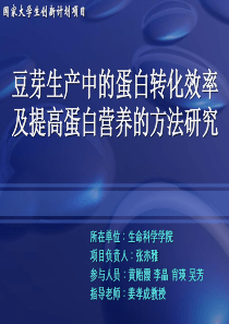 豆芽生产中的蛋白转化效率及提高蛋白营养的方法研究