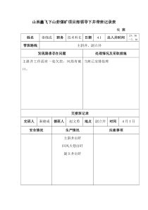 4月份项目部领导下井带班记录