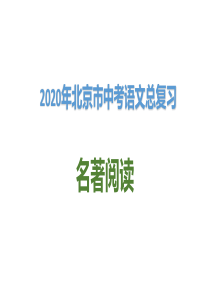 2020年北京市中考语文总复习：名著阅读