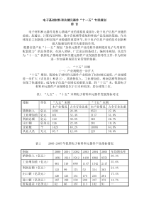 电子基础材料和关键元器件十一五专项规划