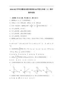 合肥市肥西县XX学校2017届九年级上期中数学试卷含答案解析