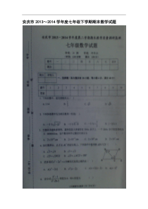 安庆市2013~2014学年七年级下期末数学试题及答案